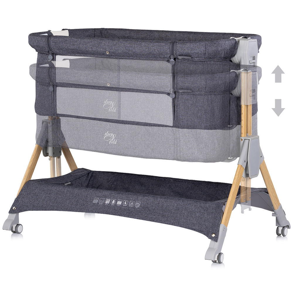 Patut co-sleeper pliabil Chipolino SleepNFold charcoal