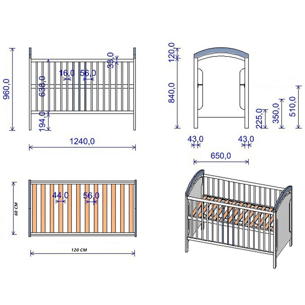 Patut copii din lemn Hubners Anita 120x60 cm alb - gogobaby.ro