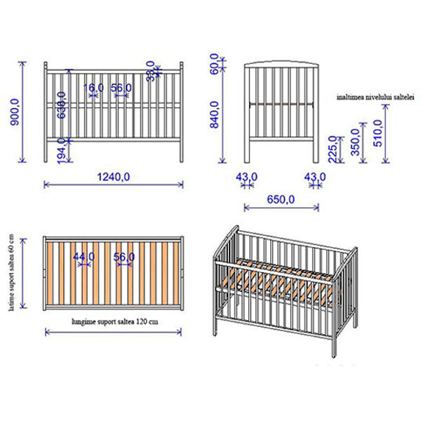 Patut copii din lemn Hubners Anzel 120x60 cm natur - gogobaby.ro