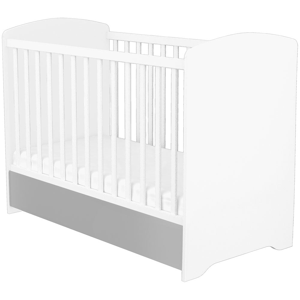 Patut copii din lemn cu sertar Hubners Patrik 120x60 cm alb grafit - gogobaby.ro