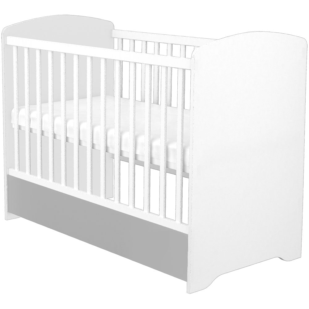 Patut copii din lemn cu sertar Hubners Patrik 120x60 cm alb grafit - gogobaby.ro