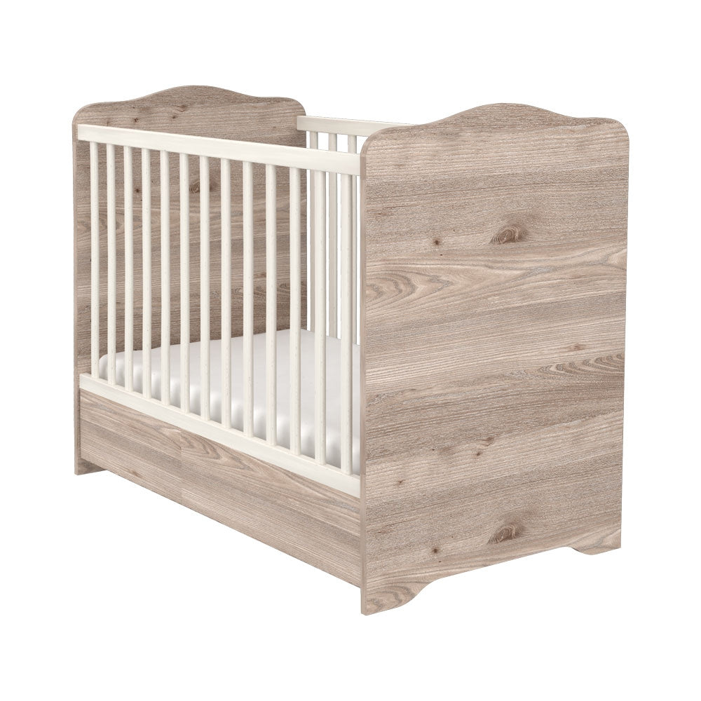 Patut copii din lemn cu sertar Hubners Sofia 120x60 cm crem nisip - gogobaby.ro