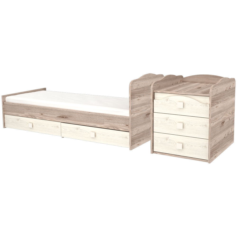 Patut copii transformabil din lemn cu 5 sertare Hubners Sofia Maxi Kombi 120x70 cm crem nisip