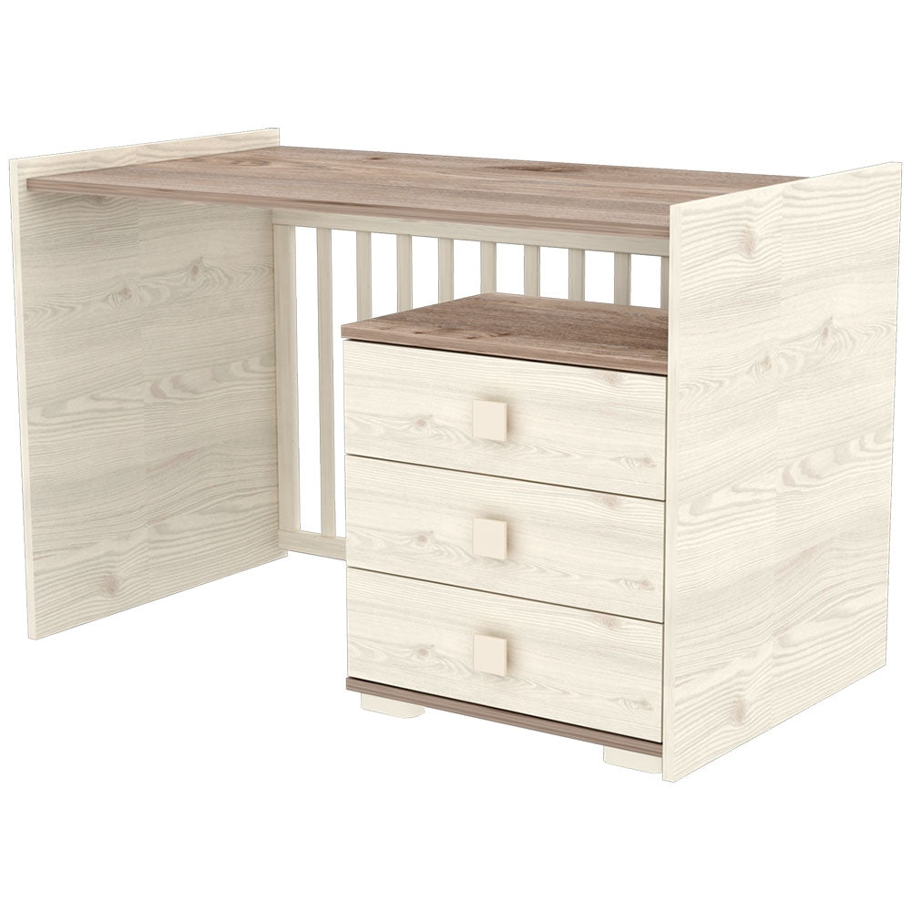 Patut copii transformabil din lemn cu 5 sertare Hubners Sofia Multi Kombi 120x70 cm crem nisip - gogobaby.ro