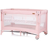 Patut pliabil Chipolino Glory cu laterala culisanta pink marshmallow