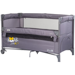 Patut pliabil Chipolino Relax Tiger charcoal cu laterala culisanta