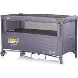 Patut pliabil Chipolino Relax Tiger charcoal cu laterala culisanta