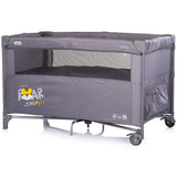Patut pliabil Chipolino Relax Tiger charcoal cu laterala culisanta