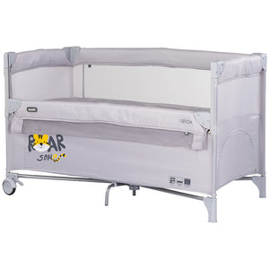 Patut pliabil Chipolino Relax Tiger platinum cu laterala culisanta
