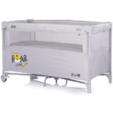 Patut pliabil Chipolino Relax Tiger platinum cu laterala culisanta
