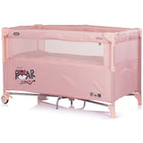 Patut pliabil Chipolino Relax Tiger powder pink cu laterala culisanta