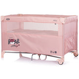Patut pliabil Chipolino Relax Tiger powder pink cu laterala culisanta