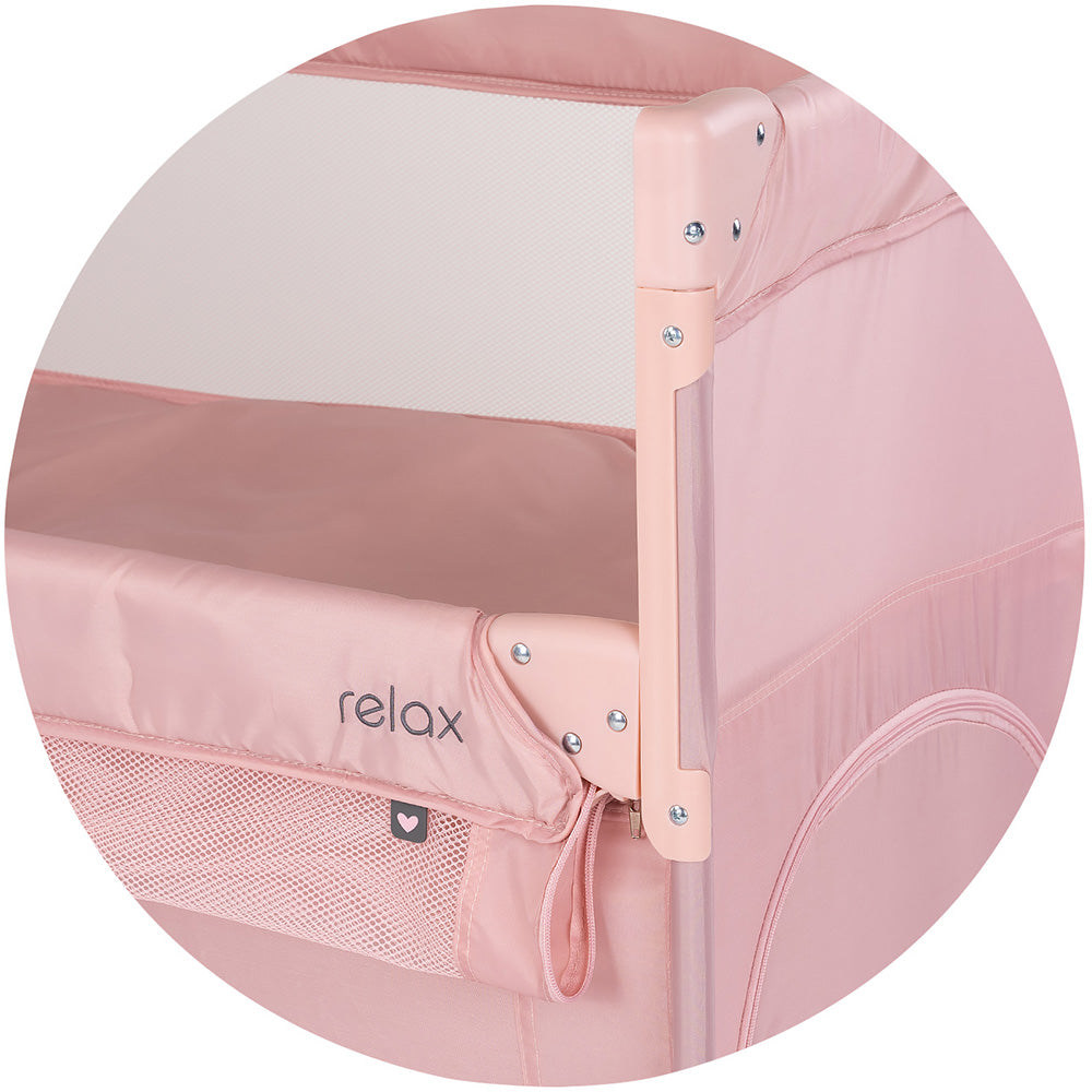 Patut pliabil Chipolino Relax Tiger powder pink cu laterala culisanta