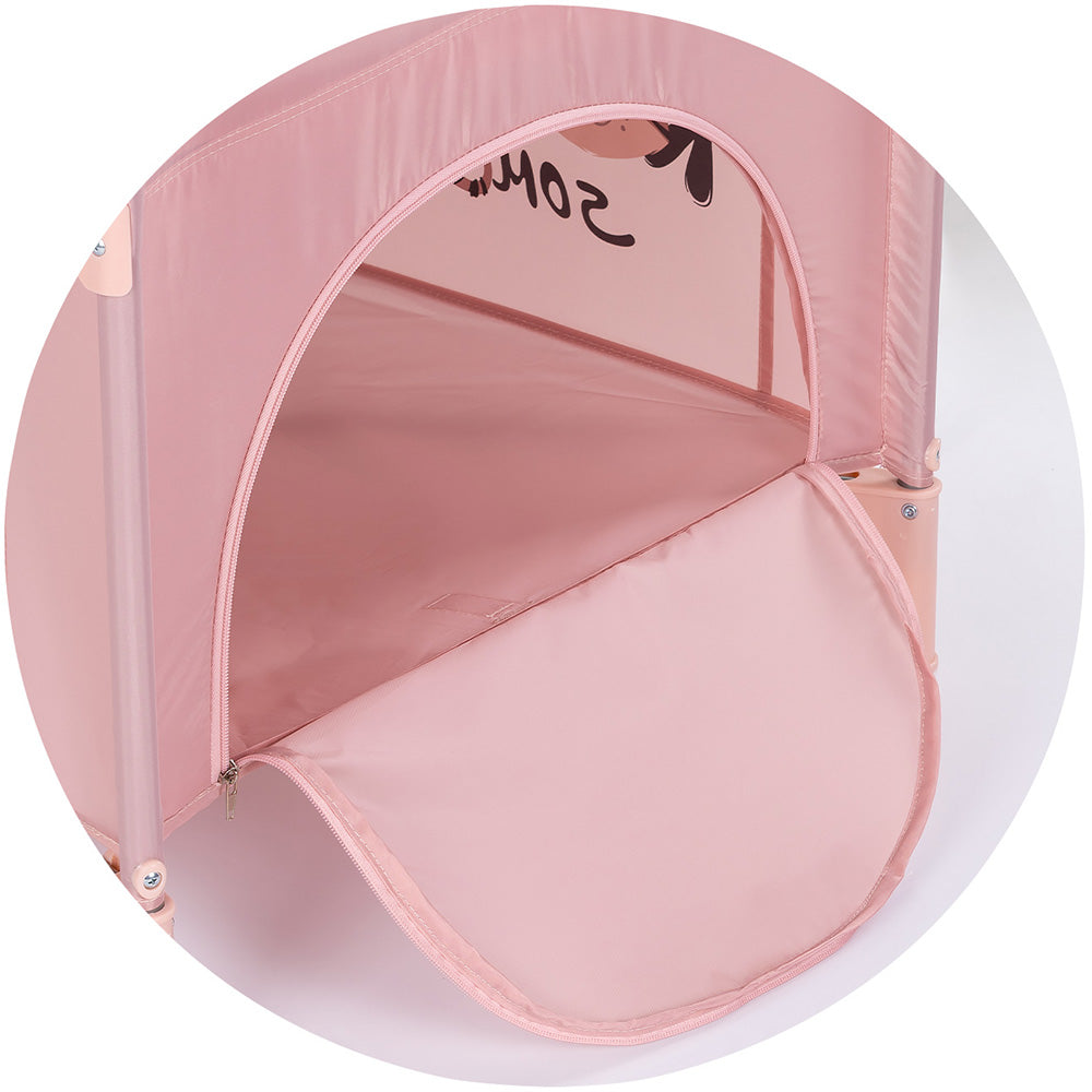 Patut pliabil Chipolino Relax Tiger powder pink cu laterala culisanta