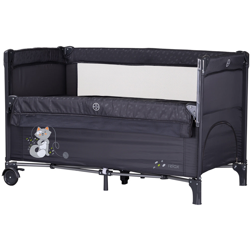 Patut pliabil Chipolino Relax anthracite cu laterala culisanta