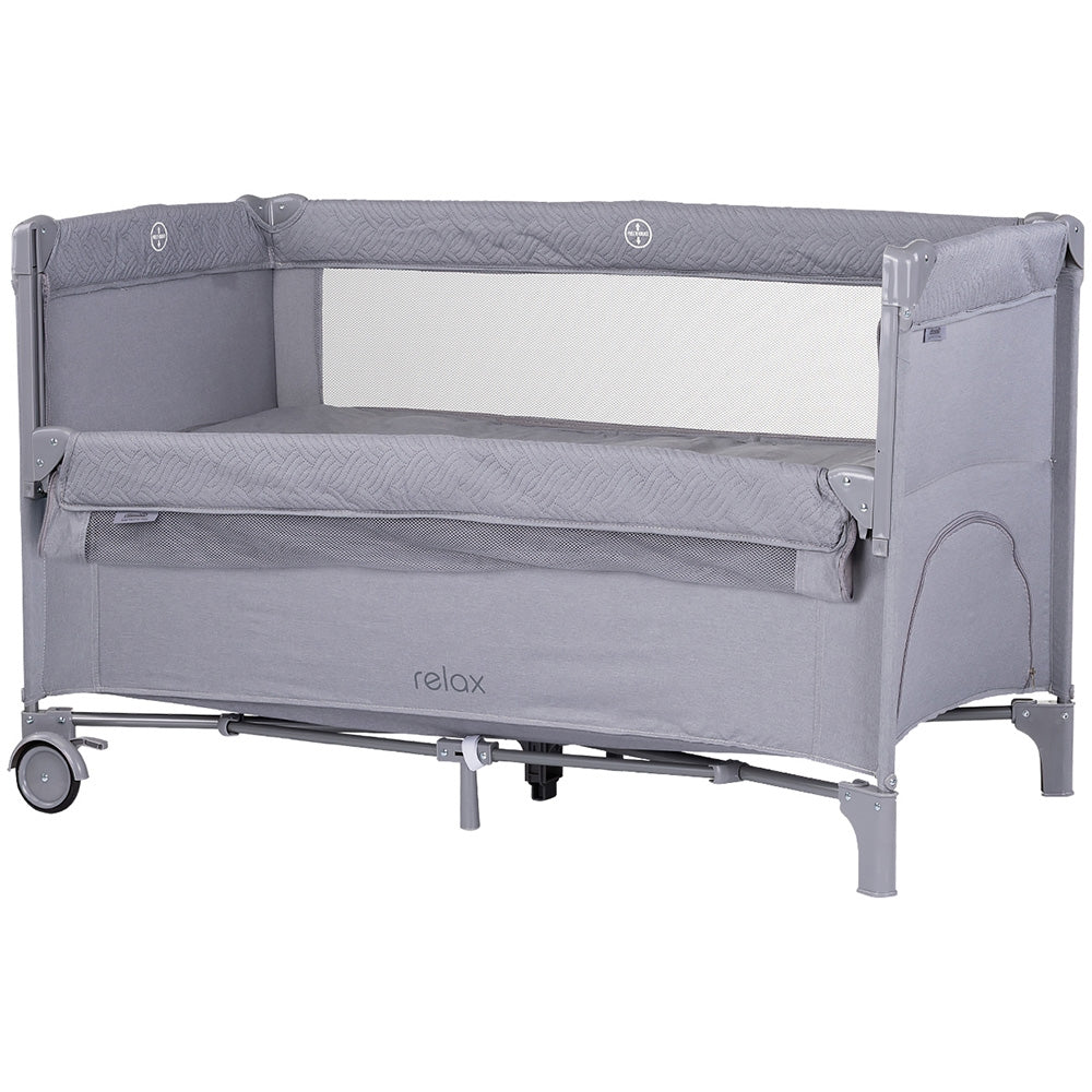 Patut pliabil Chipolino Relax cloud linen cu laterala culisanta