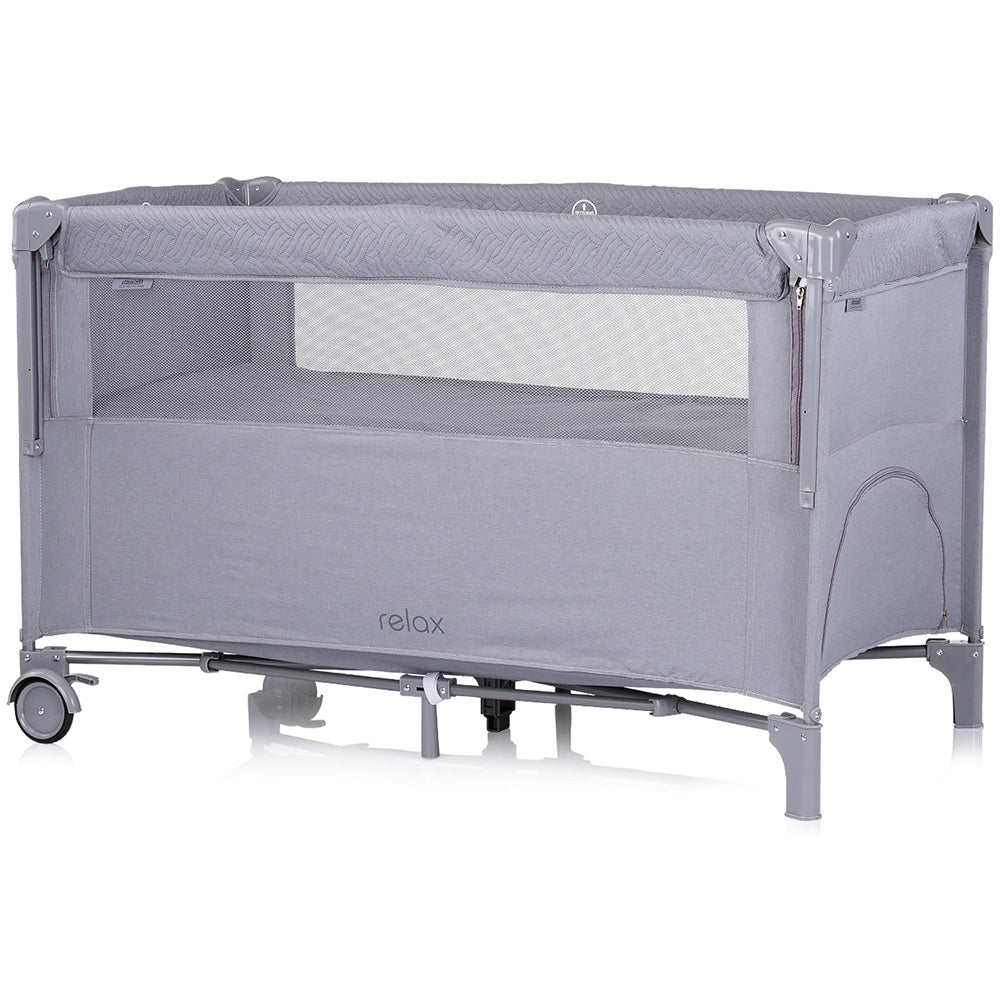 Patut pliabil Chipolino Relax cloud linen cu laterala culisanta