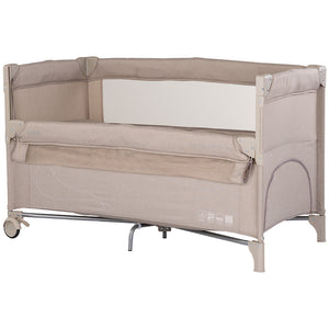 Patut pliabil Chipolino Relax latte linen cu laterala culisanta