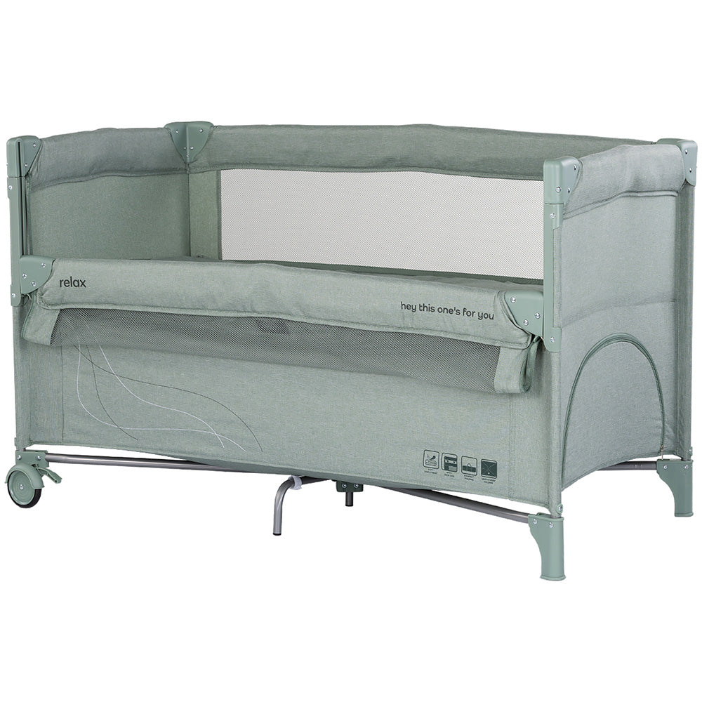 Patut pliabil Chipolino Relax matcha linen cu laterala culisanta