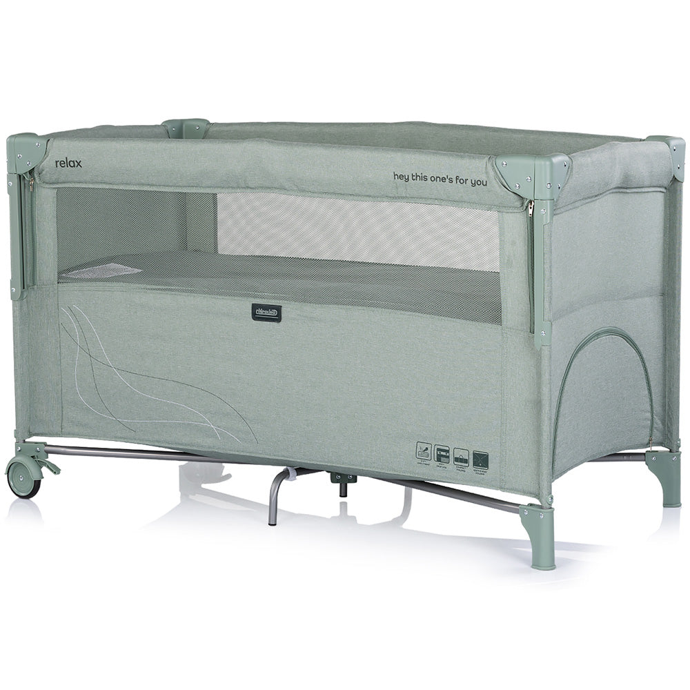 Patut pliabil Chipolino Relax matcha linen cu laterala culisanta