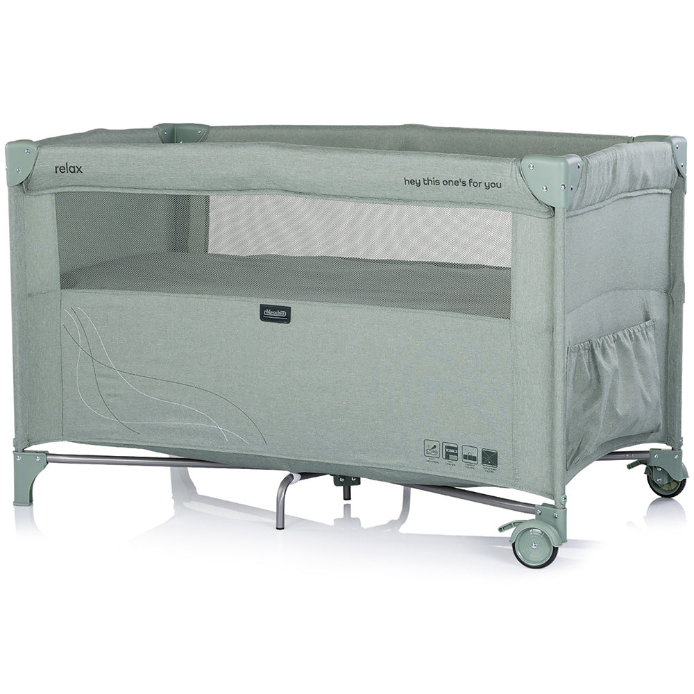 Patut pliabil Chipolino Relax matcha linen cu laterala culisanta