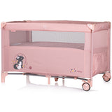 Patut pliabil Chipolino Relax pink marshmallow cu laterala culisanta