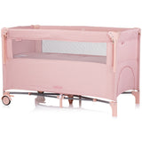 Patut pliabil Chipolino Relax pink marshmallow linen cu laterala culisanta