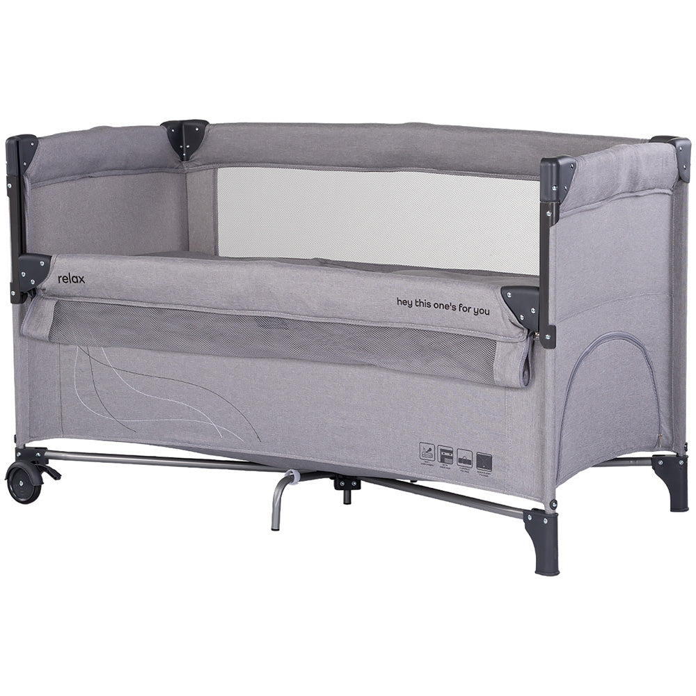 Patut pliabil Chipolino Relax platinum linen cu laterala culisanta