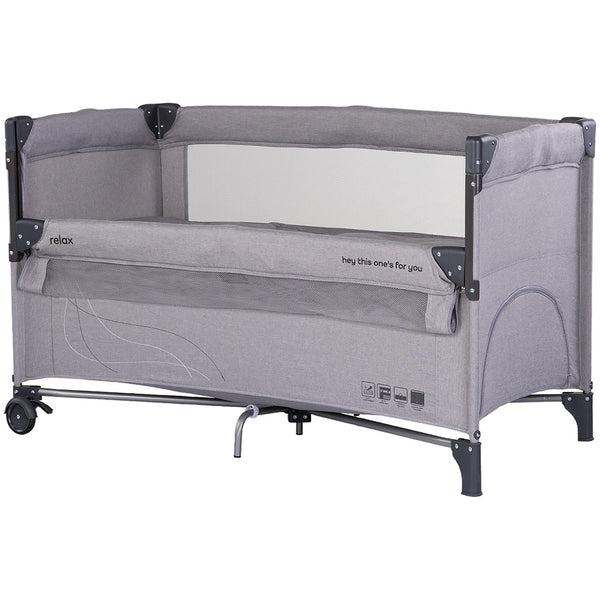 Patut pliabil Chipolino Relax platinum linen cu laterala culisanta