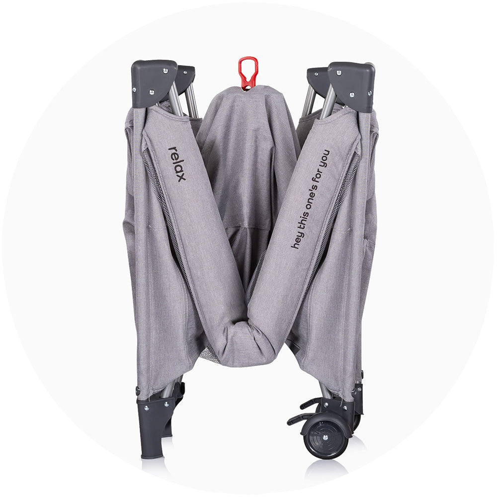 Patut pliabil Chipolino Relax platinum linen cu laterala culisanta
