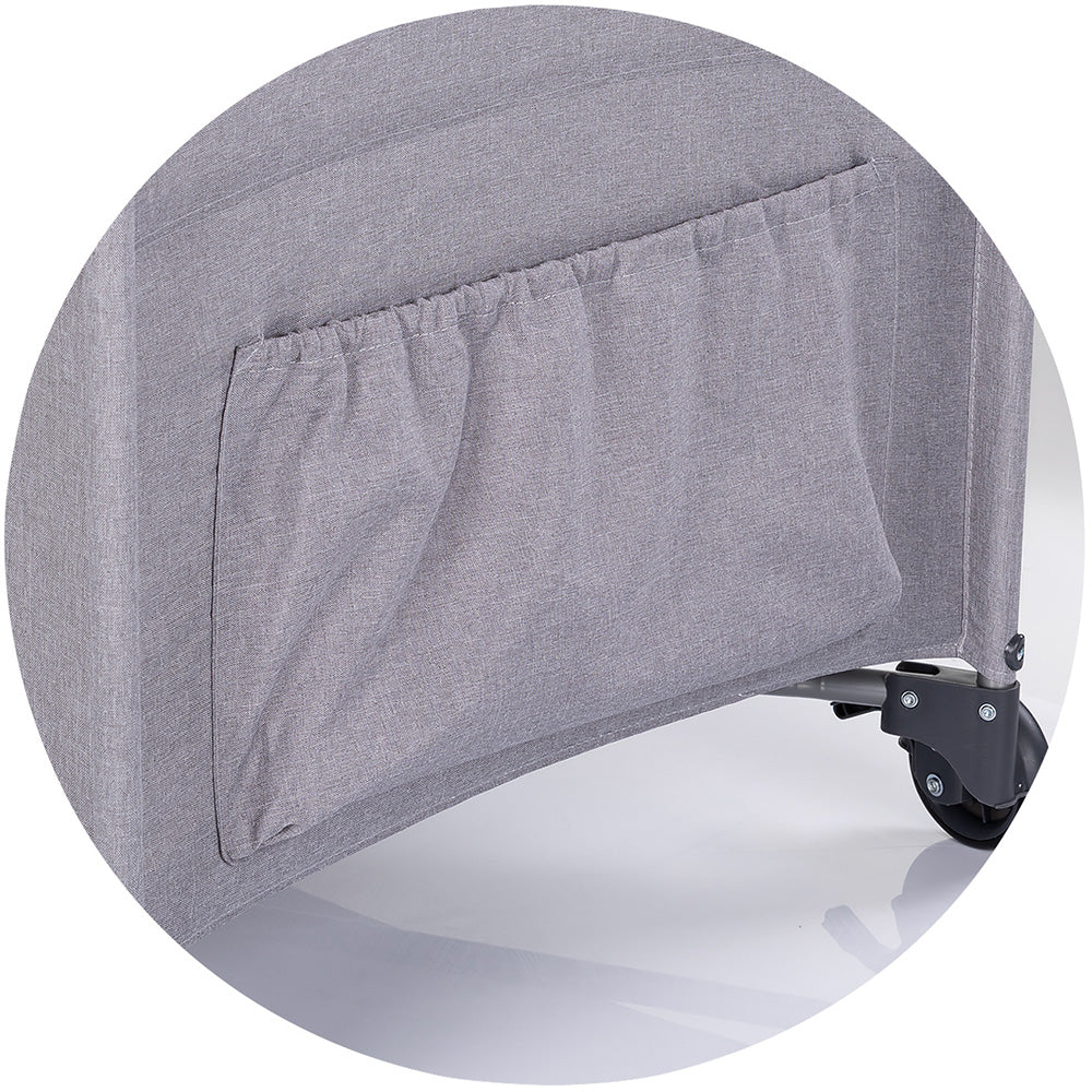 Patut pliabil Chipolino Relax platinum linen cu laterala culisanta
