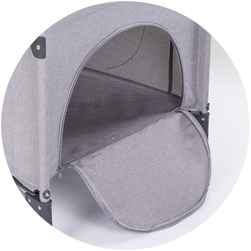 Patut pliabil Chipolino Relax platinum linen cu laterala culisanta