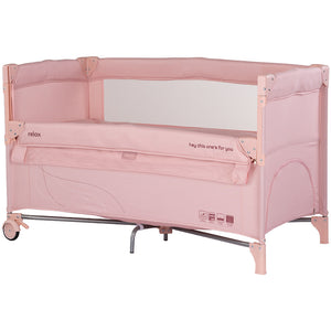 Patut pliabil Chipolino Relax powder pink linen cu laterala culisanta