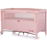 Patut pliabil Chipolino Relax powder pink linen cu laterala culisanta