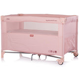 Patut pliabil Chipolino Relax powder pink linen cu laterala culisanta