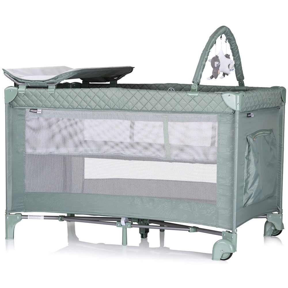 Patut pliabil cu saltea de infasat Chipolino Luna basil