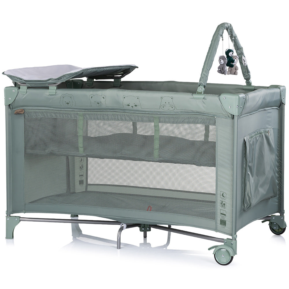 Patut pliabil cu saltea de infasat Chipolino Luna matcha