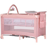 Patut pliabil cu saltea de infasat Chipolino Luna pink marshmallow