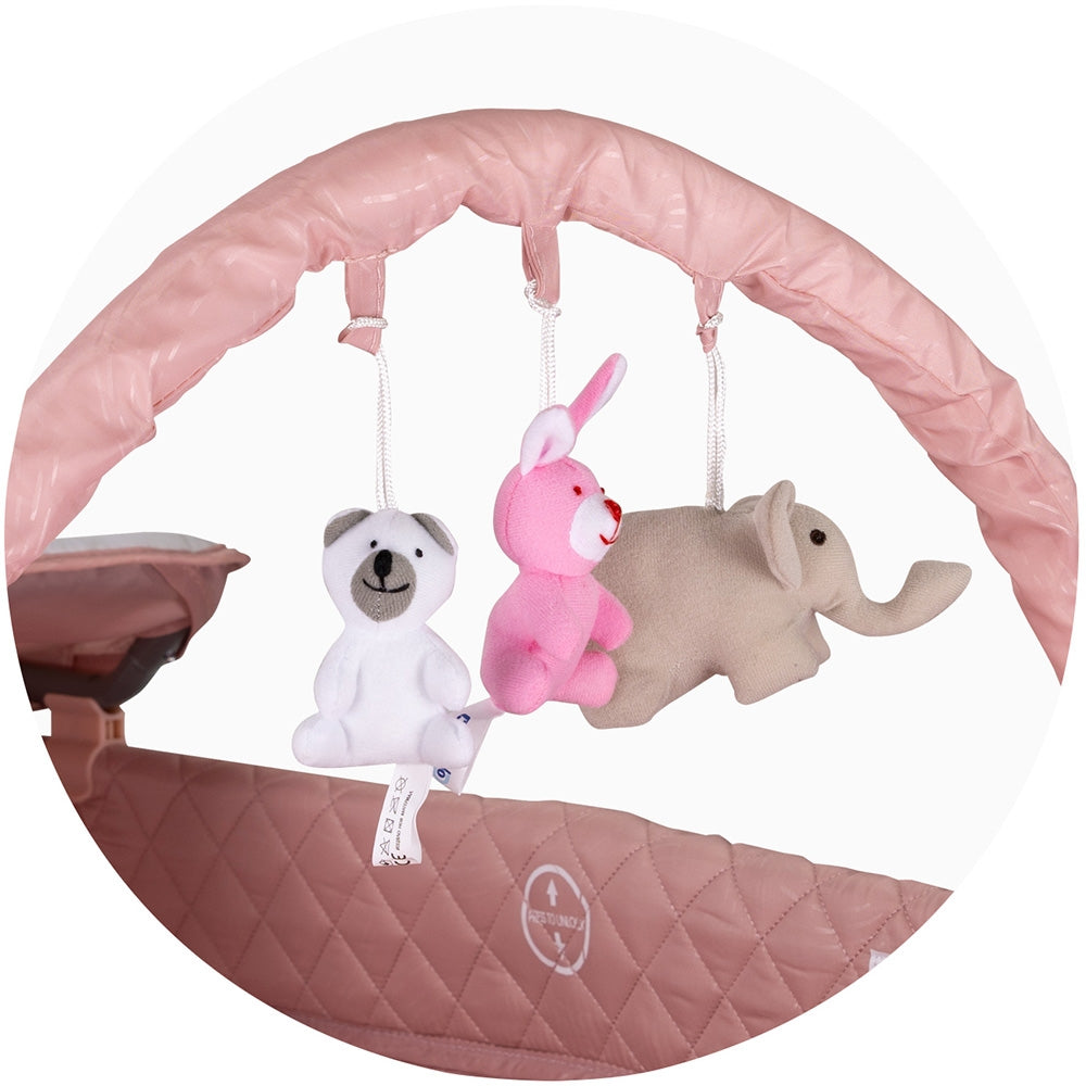 Patut pliabil cu saltea de infasat Chipolino Luna pink marshmallow