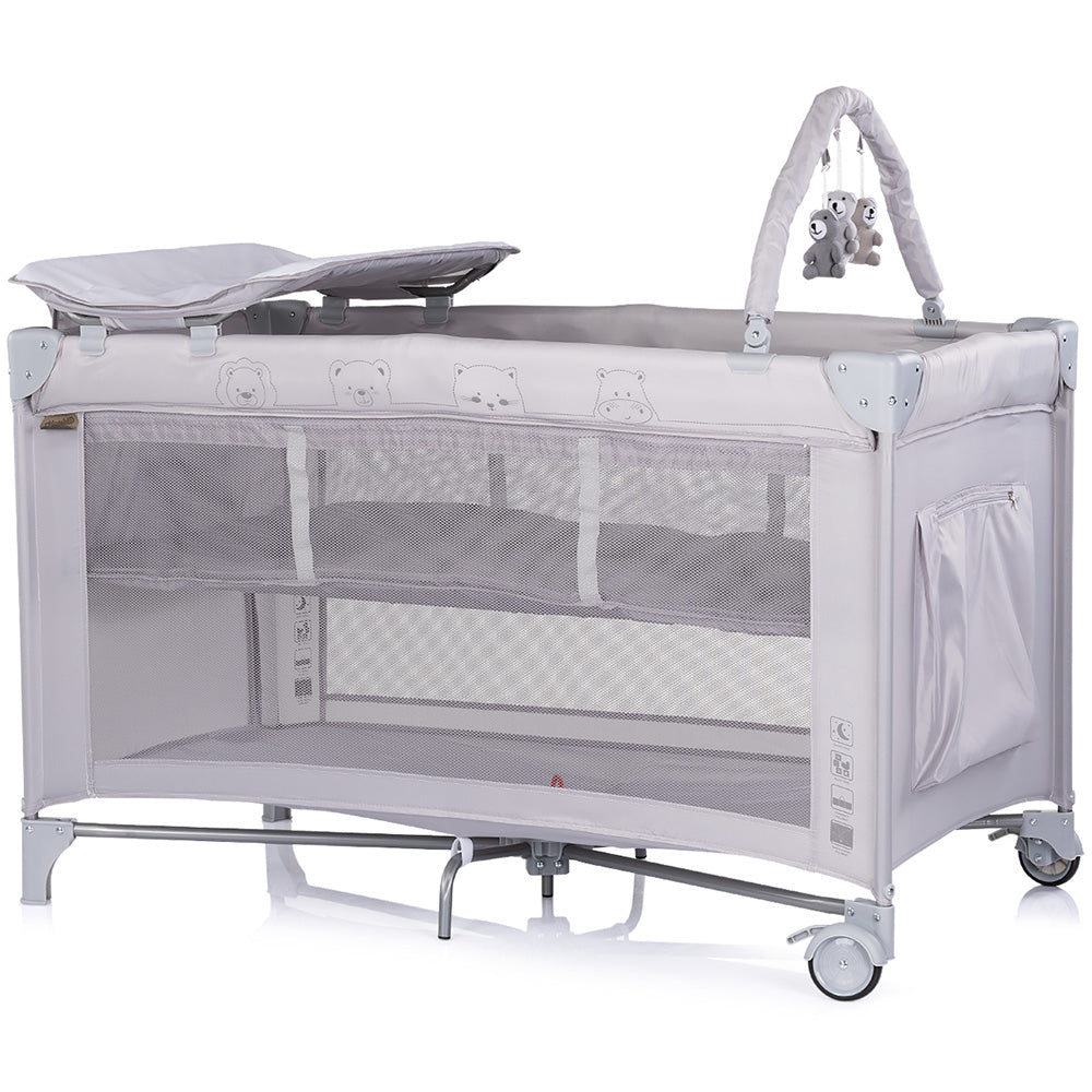 Patut pliabil cu saltea de infasat Chipolino Luna platinum
