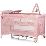 Patut pliabil cu saltea de infasat Chipolino Luna powder pink