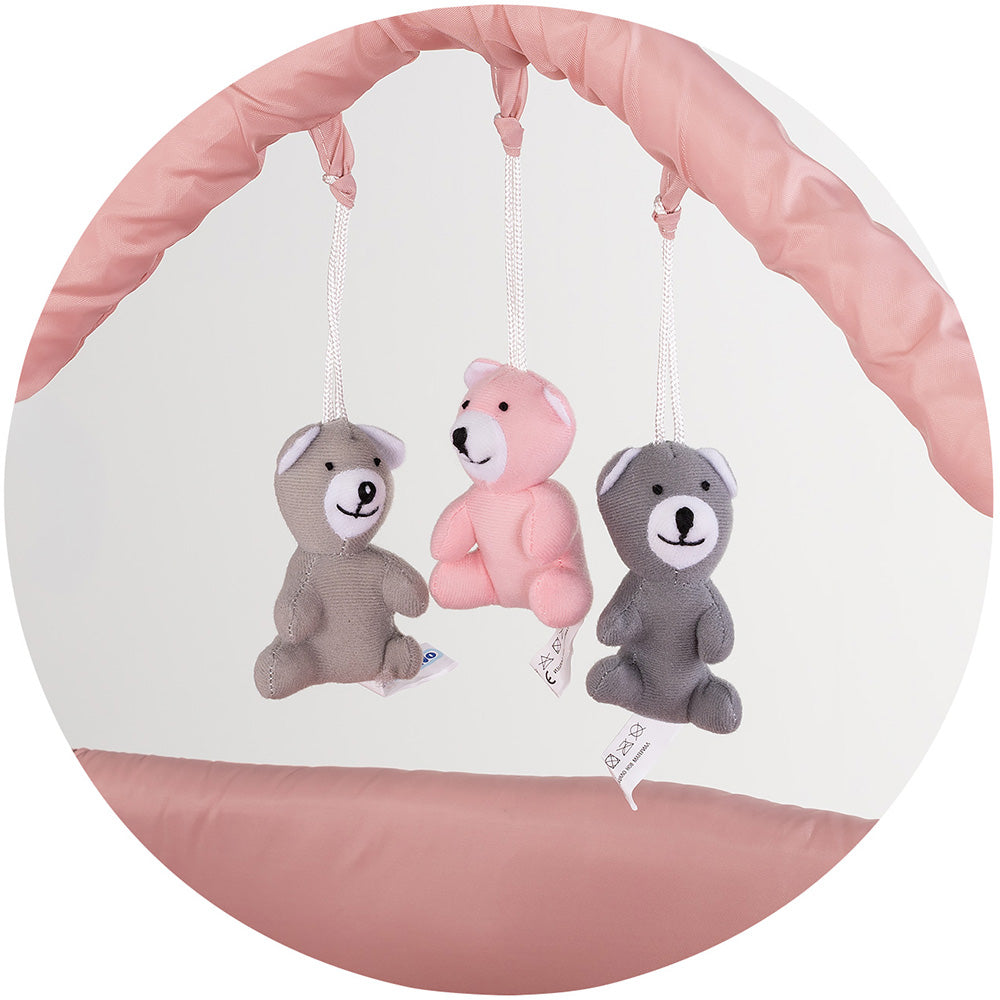 Patut pliabil cu saltea de infasat Chipolino Luna powder pink