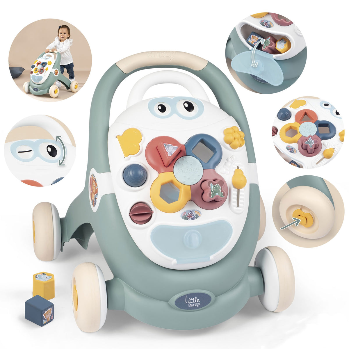 Premergator Smoby Trotty Walker 3 in 1 verde - gogobaby.ro