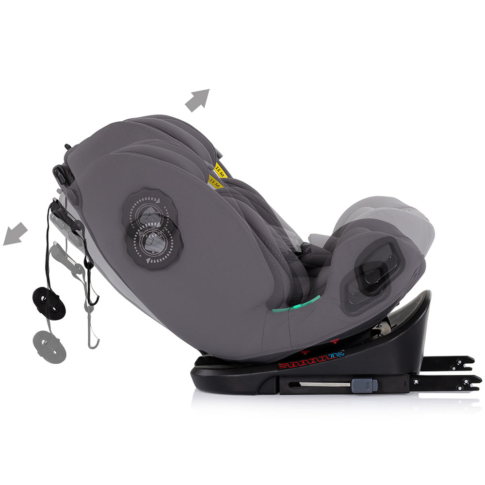 Scaun auto Chipolino Techno iGrow I-Size 40-150 cm cu sistem Isofix si sezut rotativ charcoal