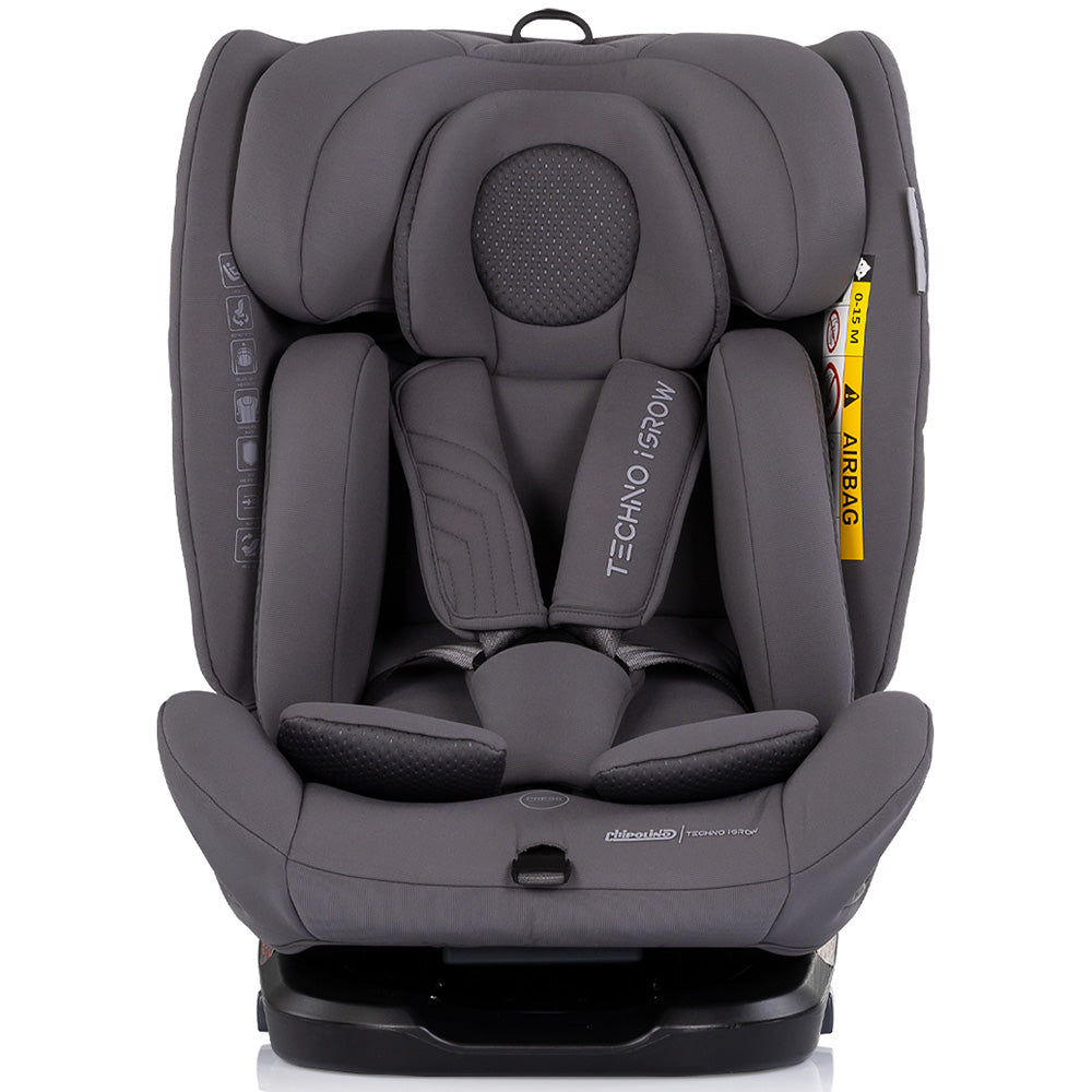 Scaun auto Chipolino Techno iGrow I-Size 40-150 cm cu sistem Isofix si sezut rotativ charcoal