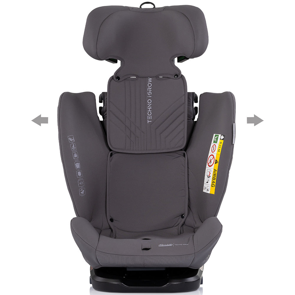 Scaun auto Chipolino Techno iGrow I-Size 40-150 cm cu sistem Isofix si sezut rotativ charcoal