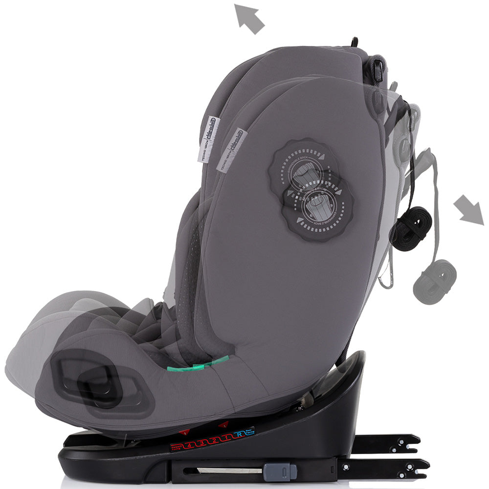Scaun auto Chipolino Techno iGrow I-Size 40-150 cm cu sistem Isofix si sezut rotativ charcoal