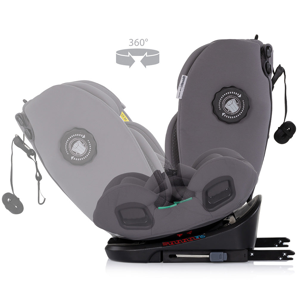 Scaun auto Chipolino Techno iGrow I-Size 40-150 cm cu sistem Isofix si sezut rotativ charcoal