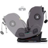 Scaun auto Chipolino Techno iGrow I-Size 40-150 cm cu sistem Isofix si sezut rotativ charcoal