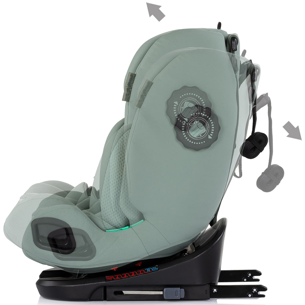 Scaun auto Chipolino Techno iGrow I-Size 40-150 cm cu sistem Isofix si sezut rotativ matcha